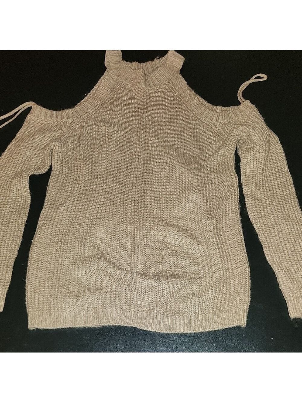 Brown Open Shoulder Crew Neck Casual Small Sweater Comfy Unique